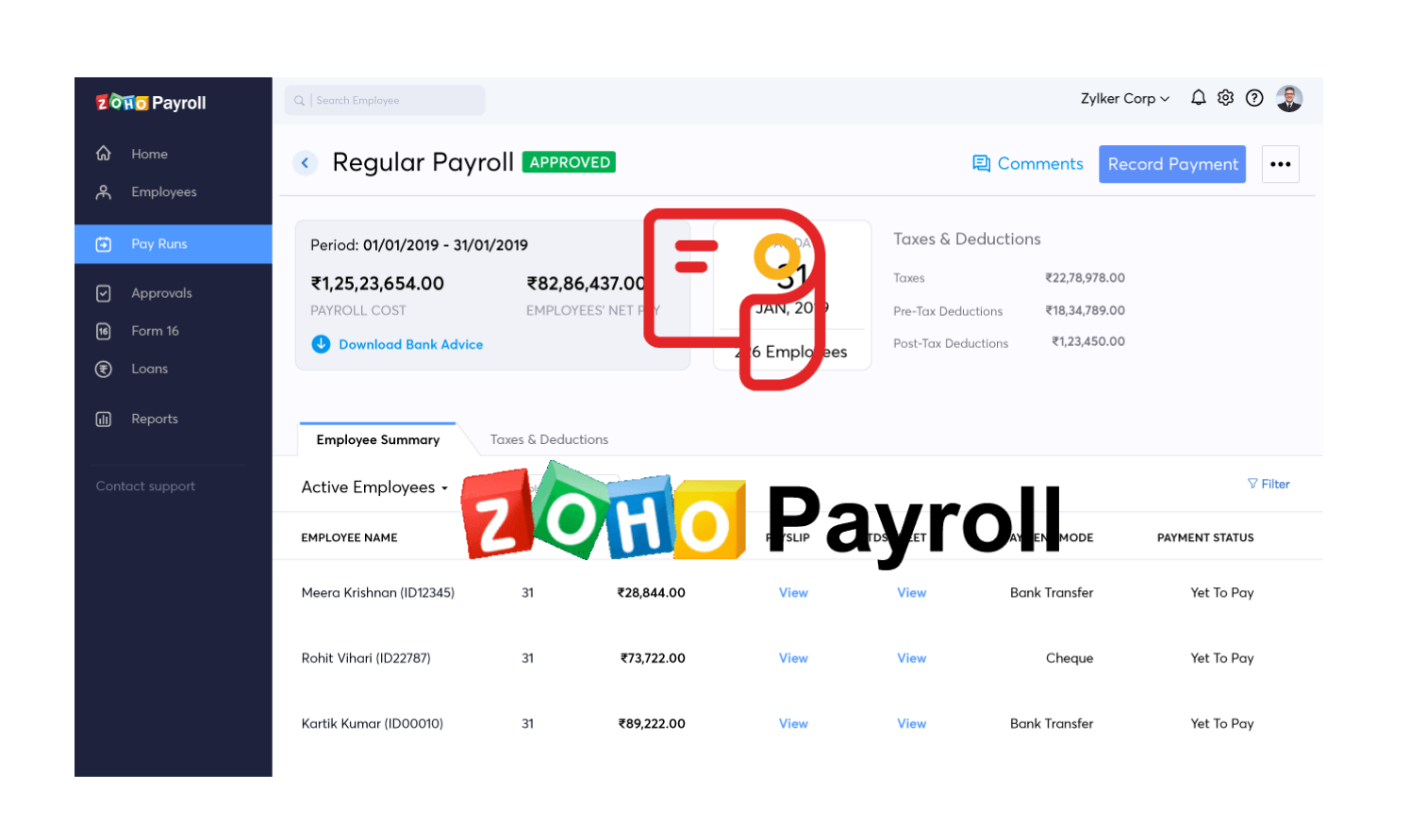 Zoho Payroll Onboarding And Implementation Services In India